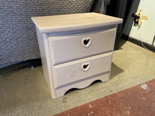 Two Drawer Nightstand with Heart Shaped Cut Out Handles