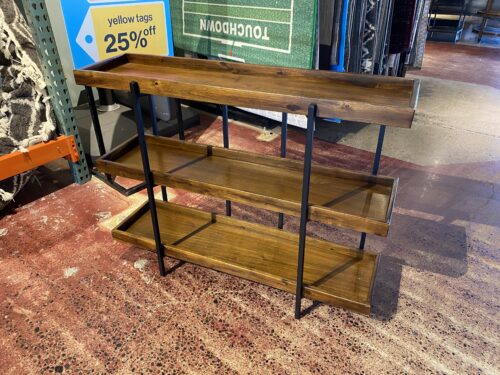 Rectangular Wood and Metal Three Tier Shelf