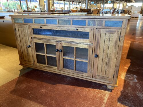 Sedona Counter Height TV Console in Rustic Oak