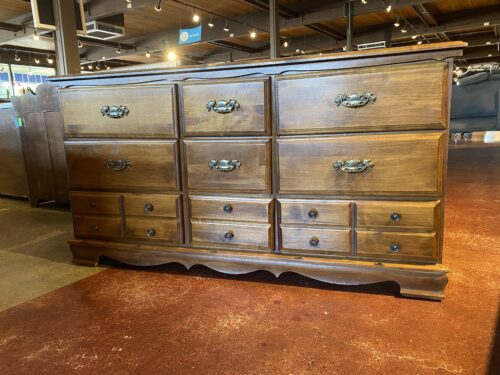 Vintage Medium Wood Nine Drawer Dresser