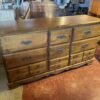 Vintage Medium Wood Nine Drawer Dresser