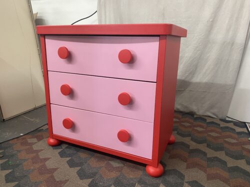 IKEA Mammut Children's 3 Drawer Chest in Red & Pink