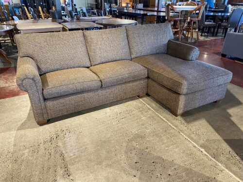 CENTURY Brown Tweed Couch with Right Chaise