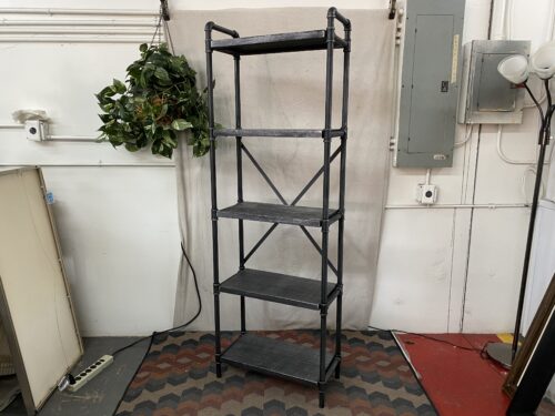 Weathered Grey Industrial 5-Tier Display Shelf