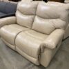 LA-Z-BOY James Reclining Beige Leather Loveseat