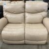 LA-Z-BOY James Reclining Beige Leather Loveseat