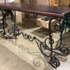Curling Wrought Iron Base Sofa Table