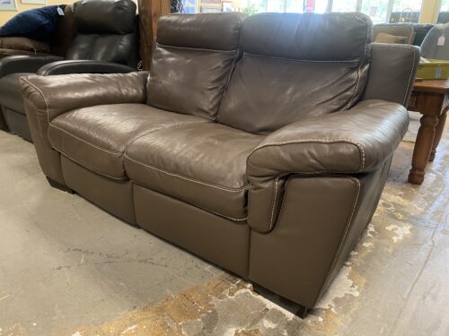 Brownish-Grey Electric Reclining Leather Sofa