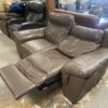 Brown Electric Reclining Leather Loveseat