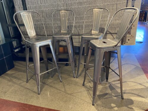 Silver All-Metal Barstool Quartet (Set of 4)