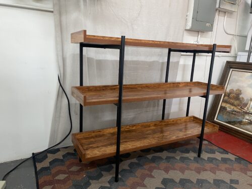 3 Tier Wood and Metal Etagere Bookshelf