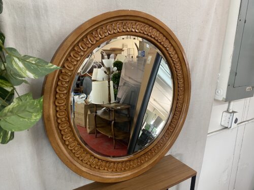 Ornate Tan Round Mirror