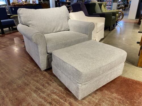 Light Neutral Grey Armchair & Ottoman