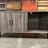 WALKER EDISON Nora 48" 2 Door Glass Corner TV Stand in Slate Gray
