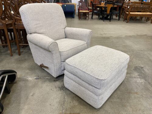 LA-Z-BOY Grey Manual Reclining Rocking Swivel Armchair w/ Ottoman