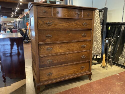 Vintage Tallboy Dresser w/ Fancy Handles & Locking Hardware