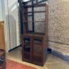 Tall Espresso Brown Bookshelf w/ Glass Doors