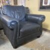 SIMON LI Black Nail Trim Leather Armchair