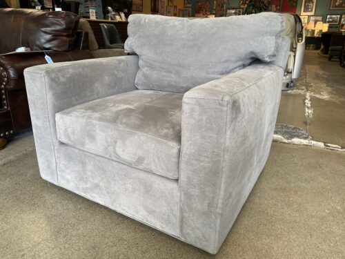 CRATE AND BARREL Oversized Grey Swivel Armchair