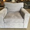 CRATE AND BARREL Oversized Grey Swivel Armchair