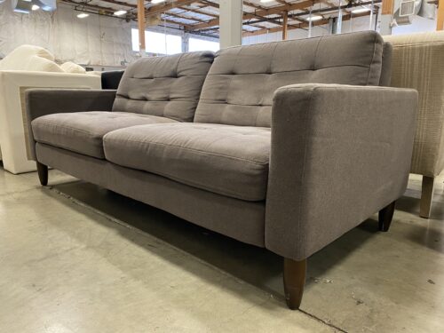 Grey Tufted Modern Loveseat