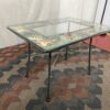 Small Wrought Iron Glass Top Floral Table