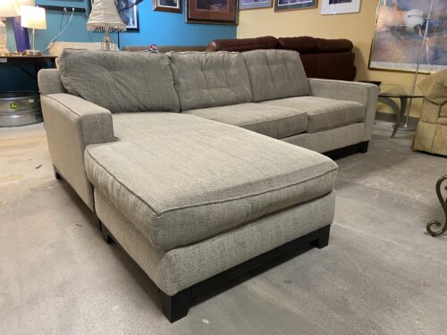 JONATHAN LOUIS Woven Grey Sofa with Left Side Chaise Lounge