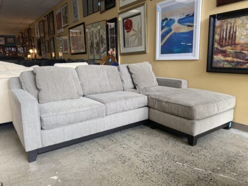 JONATHAN LOUIS Woven Grey Sofa with Right Side Chaise Lounge