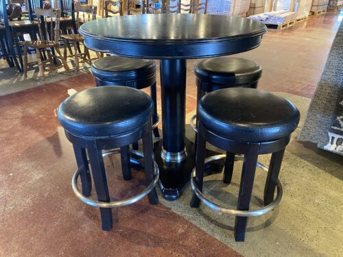 Black on Black Tall 4-Seater Dining Set w/ Stools