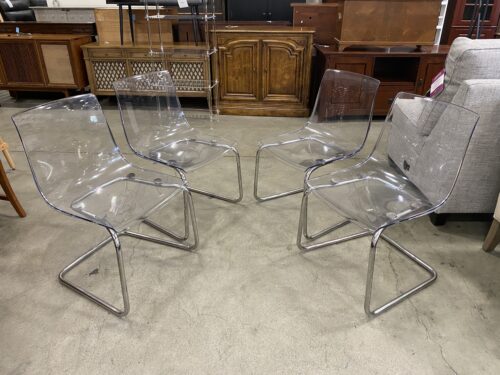 IKEA Tobian Chrome & Plastic Dinning Chairs (Set of 4)