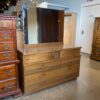 BASSETT Vintage Walnut Doublewide Dresser w/ Mirror & Basket Weave Detail