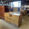BASSETT Vintage Walnut Doublewide Dresser w/ Mirror & Basket Weave Detail