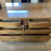 BASSETT Vintage Walnut Doublewide Dresser w/ Mirror & Basket Weave Detail