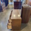 BASSETT Vintage Walnut Doublewide Dresser w/ Mirror & Basket Weave Detail