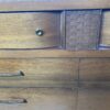BASSETT Vintage Walnut Doublewide Dresser w/ Mirror & Basket Weave Detail
