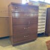 BASSETT Vintage Walnut 4-Drawer Tallboy Dresser w/ Basket Weave Detail
