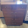 BASSETT Vintage Walnut 4-Drawer Tallboy Dresser w/ Basket Weave Detail