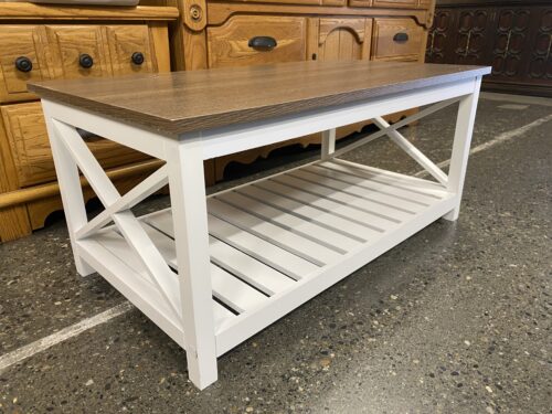 Farmhouse Style Coffee Table w/ Grey Wooden Top