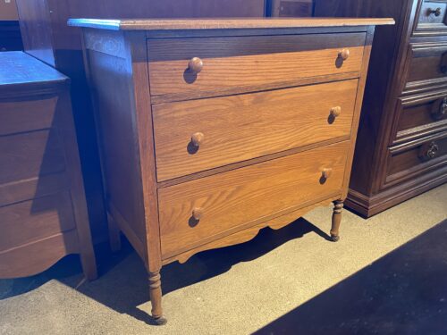 Short Old School Rolling 3-Drawer Dresser