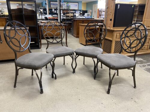 Iron Dining Chairs w/ Gray Cushions (Set of 4)