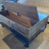 Rustic Industrial Lift Top Storage Coffee Table on Wheels