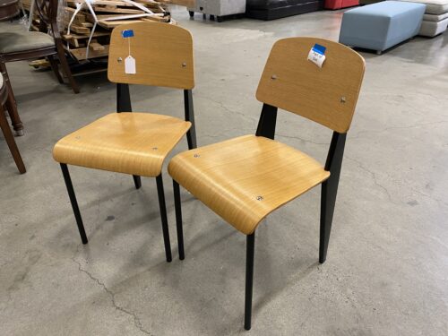 MODWAY Walnut Dining Chair with Black Metal Legs  (Set of 2)