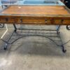 Wood Office Desk with Metal Base and Matching Chair