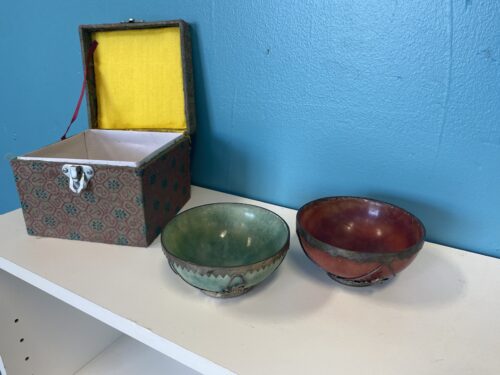 Chinese Dragon Soapstone Bowls with Box  (Set of 2)