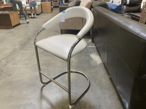 BAUHAUS Thonet White Vinyl and Chrome Bar Stool