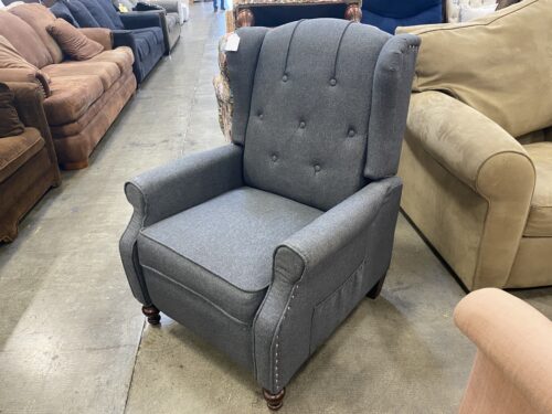 Grey Wingback Studded Recliner with Massage and Heat
