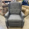Grey Wingback Studded Recliner with Massage and Heat