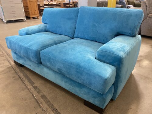 JONATHAN LOUIS INC. Surf Blue Velvet Plush Loveseat