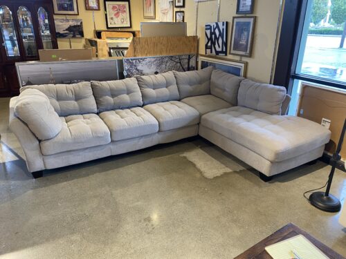 Grey Tufted L Shaped Sectional Couch