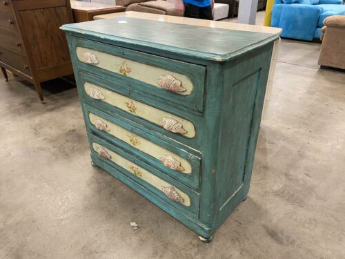 Vintage Green Dresser with Floral Detail